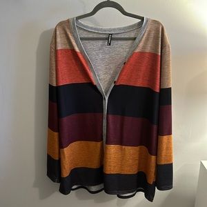 ALLEGRACE Women Plus Size Blouses Button Down Shirts Long Sleeve Color Block 20